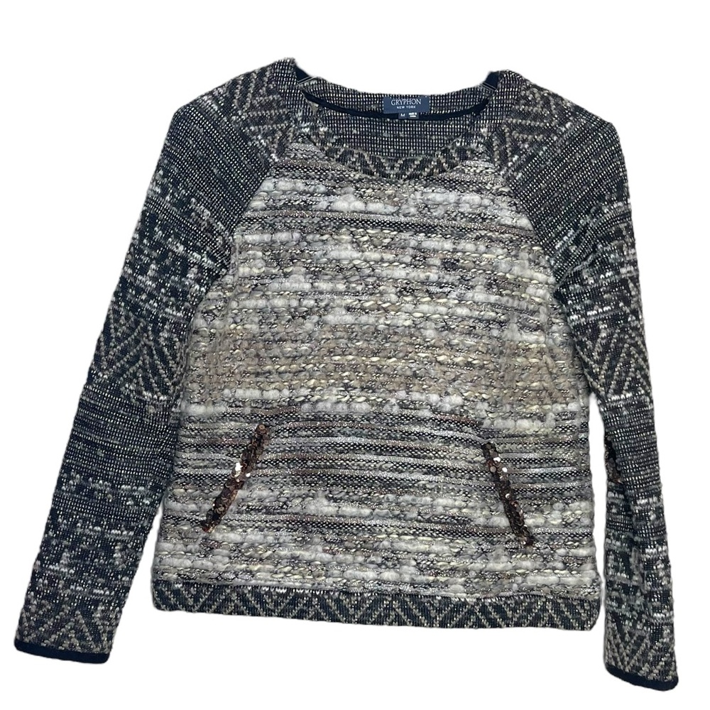 Gryphon New York Heavy Knit Sweater with Sequin‎ Detail